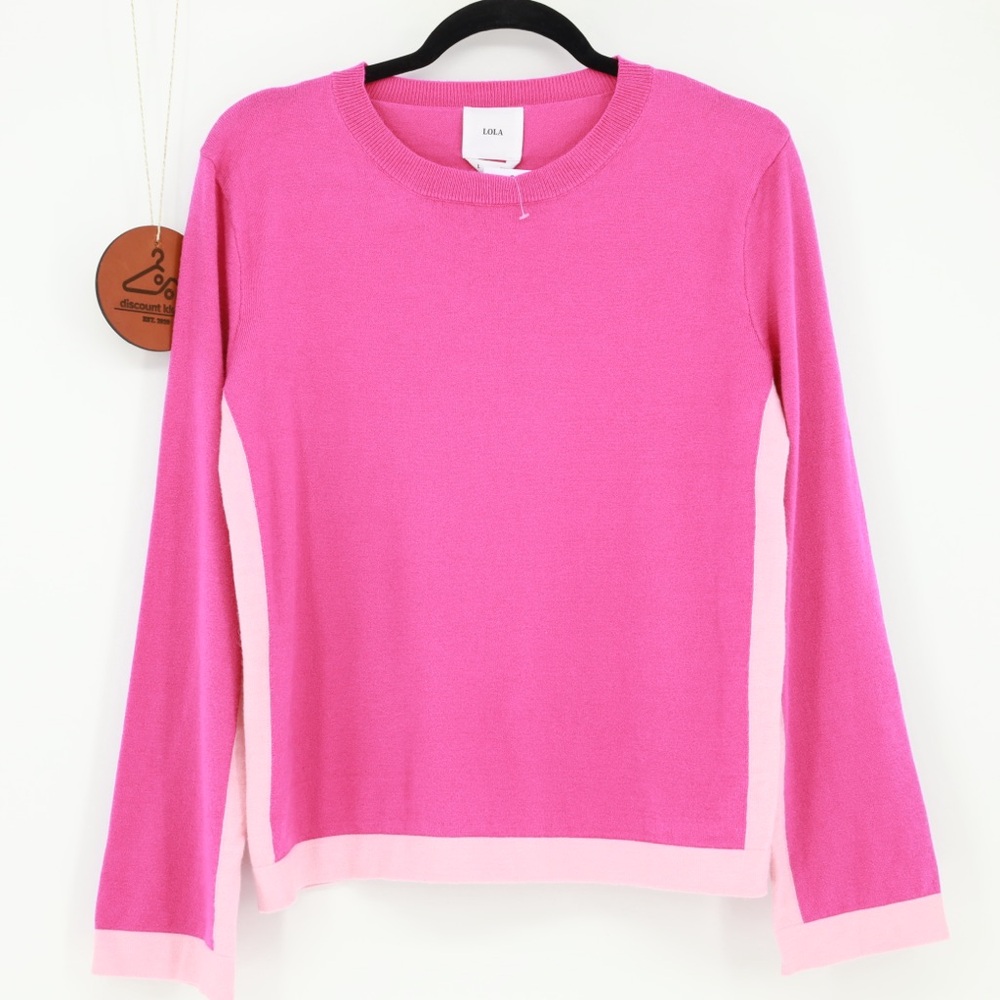 Lola Pink Colorblock Crew Neck Sweater Size Large